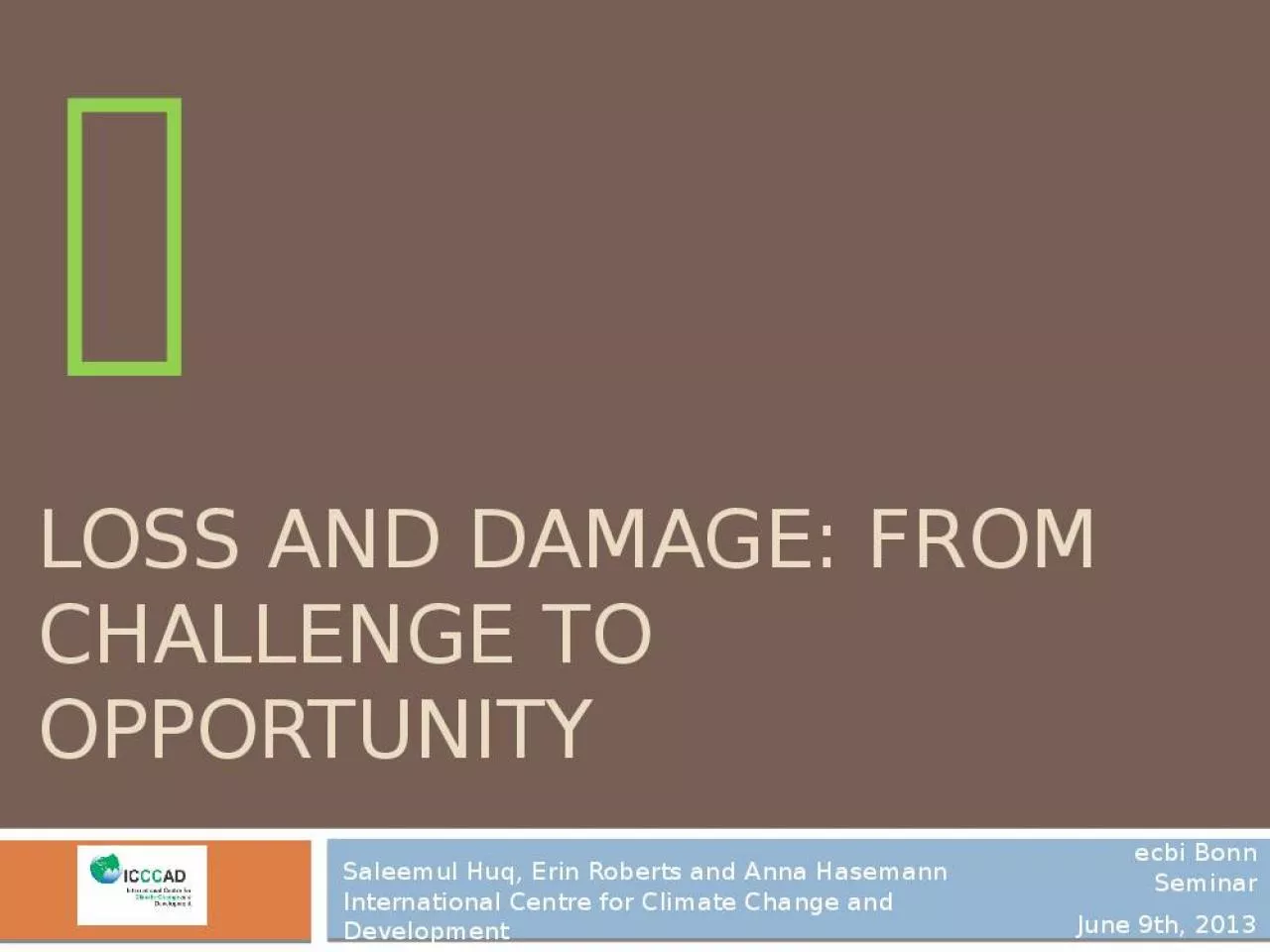 PPT-Loss and Damage: From challenge to opportunity