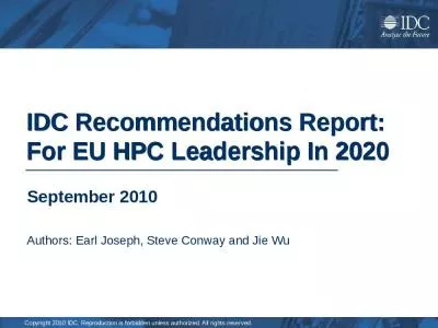 IDC Recommendations Report: For EU HPC Leadership In 2020