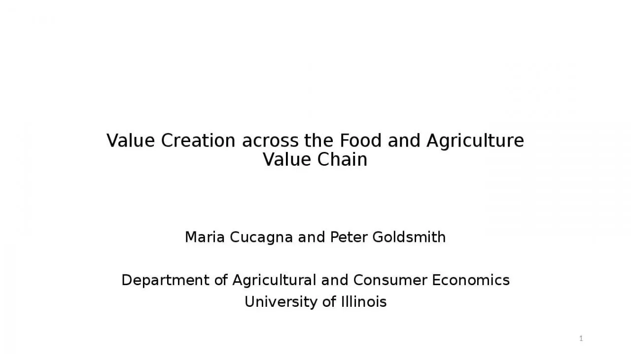 PPT-Value Creation across the Food and Agriculture Value Chain