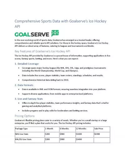 Comprehensive Sports Data with Goalserve's Ice Hockey API