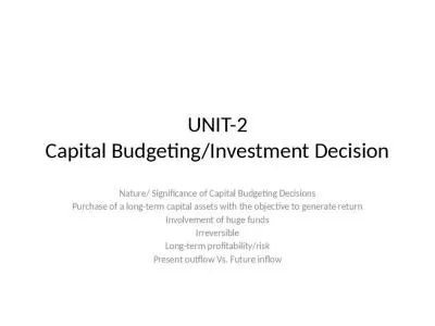 UNIT-2 Capital Budgeting/Investment Decision