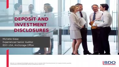 DEPOSIT AND Investment  disclosures