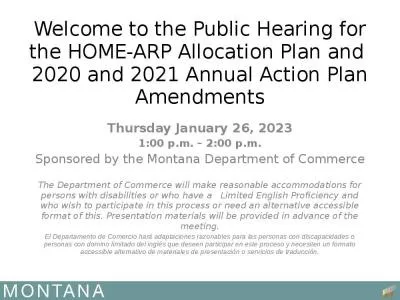 Welcome to the Public Hearing for the HOME-ARP Allocation Plan and  2020 and 2021 Annual