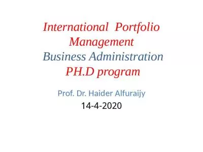 International  Portfolio  Management  Business Administration PH.D program