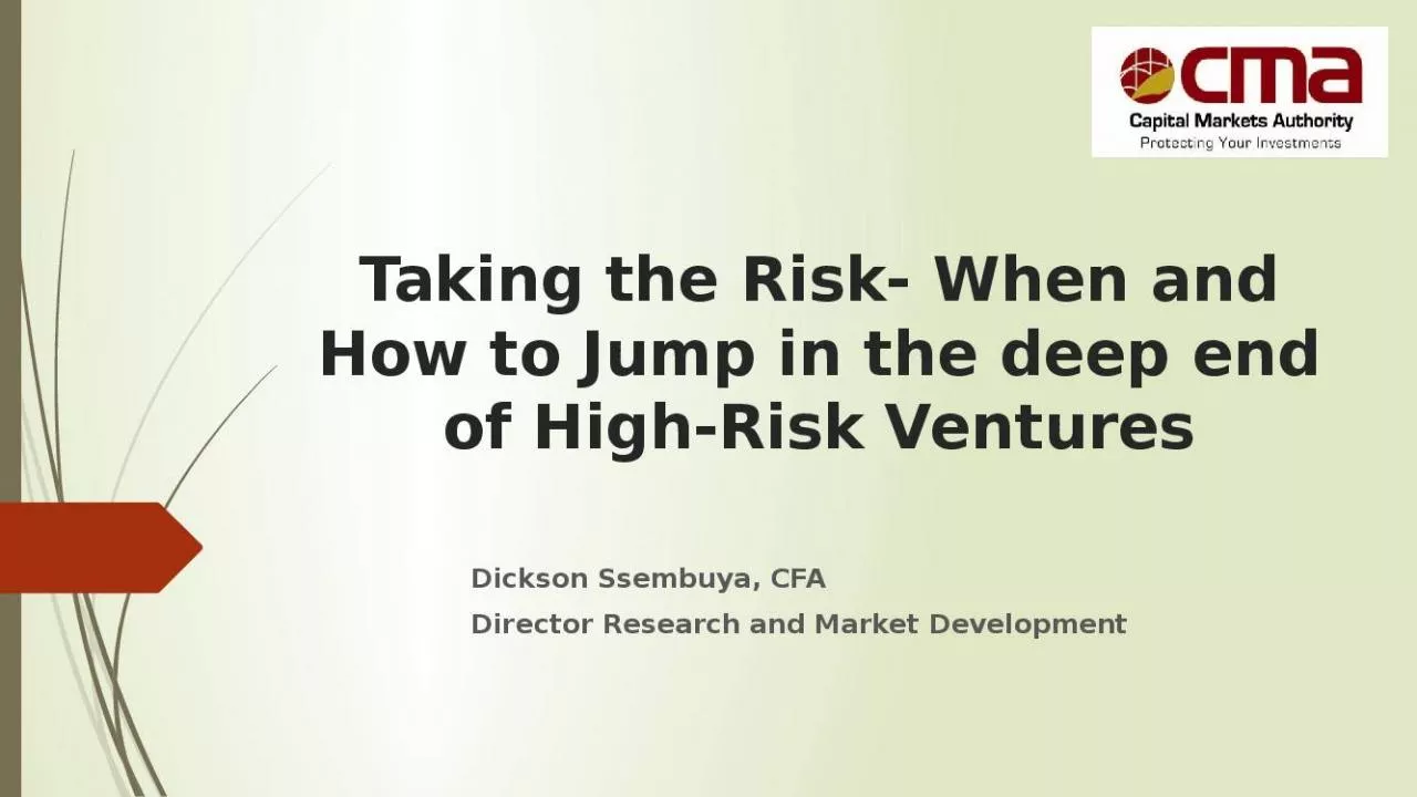 PPT-Taking the Risk- When and How to Jump in the deep end of High-Risk Ventures