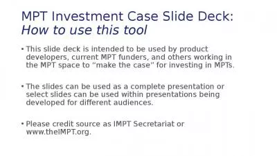 MPT Investment Case Slide Deck:  How to use this tool