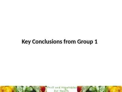 Key Conclusions from Group 1