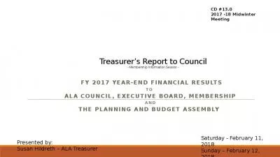 Treasurer s Report to Council - Membership Information Session -