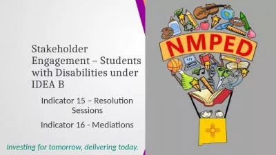 Stakeholder Engagement   Students with Disabilities under IDEA B