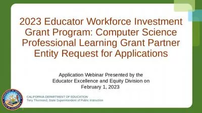 2023 Educator Workforce Investment Grant Program: Computer Science Professional Learning Grant Partner Entity Request for Applications