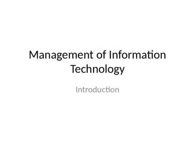 Management of Information Technology