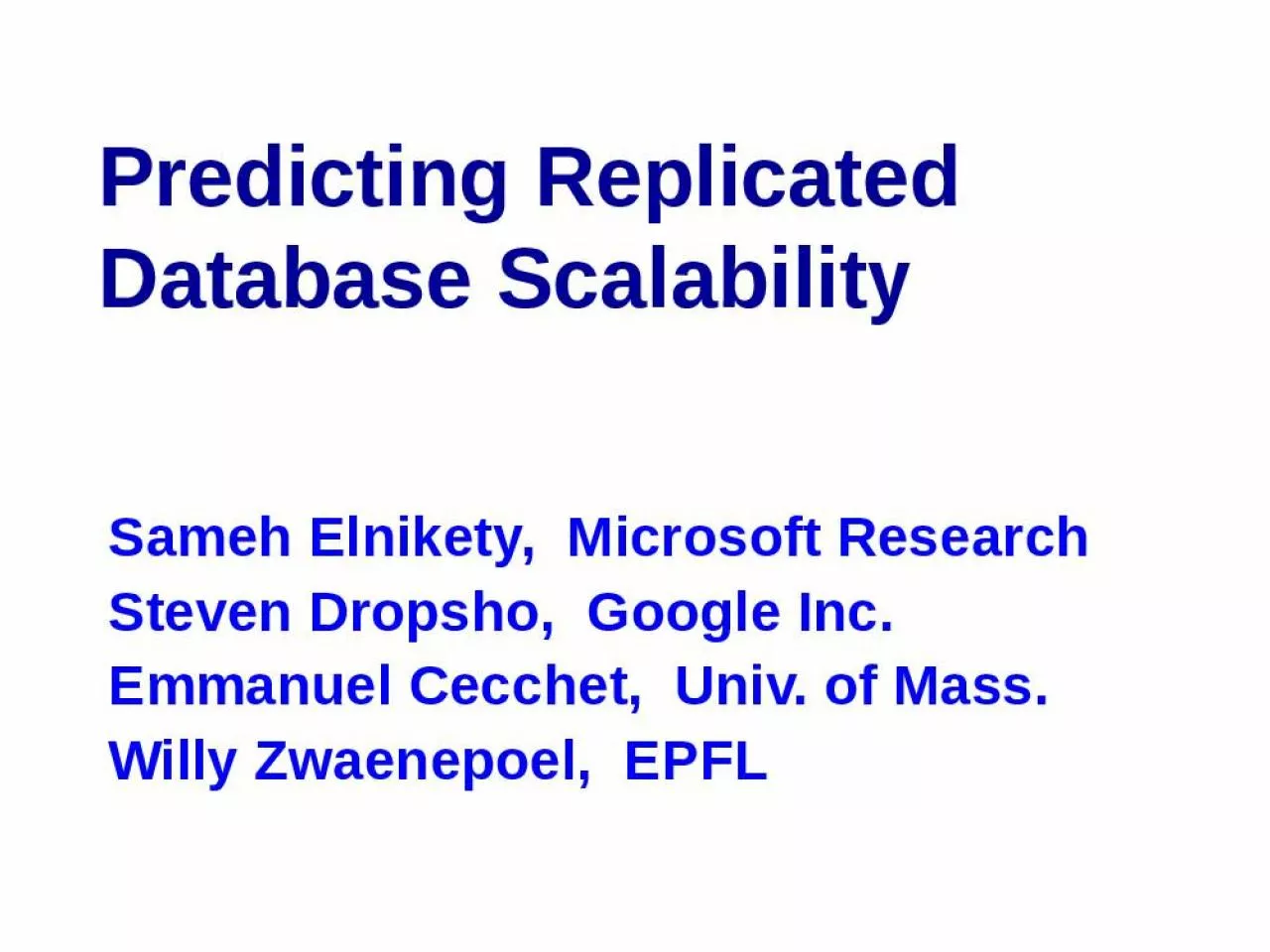 PPT-Predicting Replicated Database Scalability