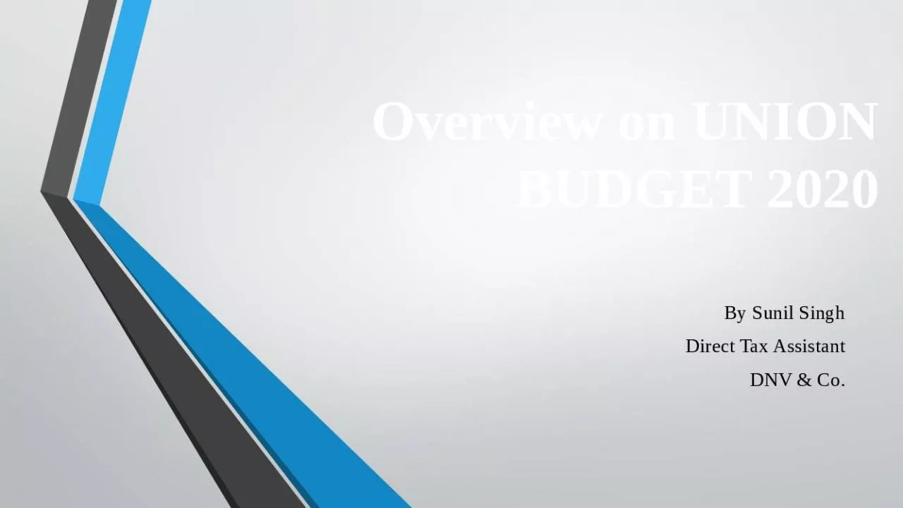 PPT-Overview on UNION BUDGET 2020