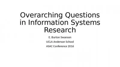 Overarching Questions in Information Systems Research