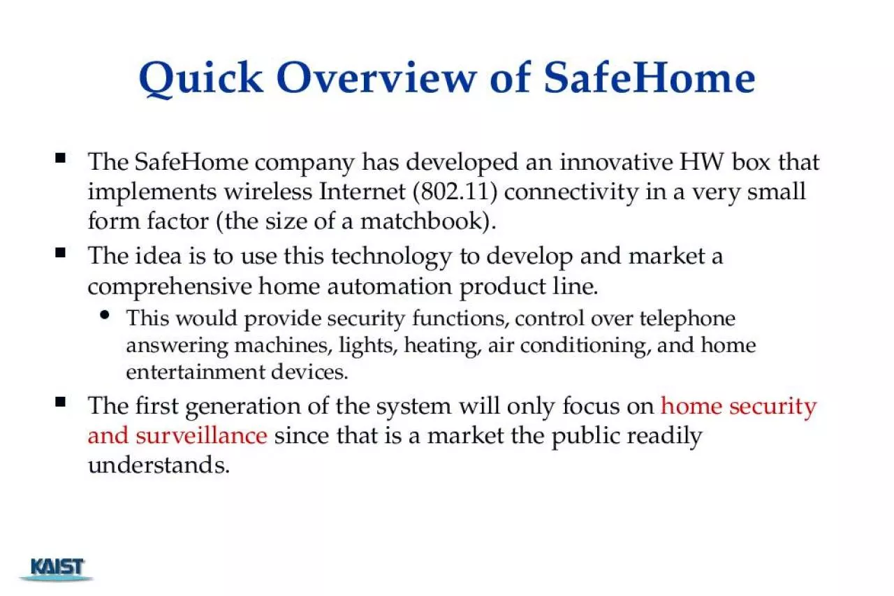 PPT-Quick Overview of SafeHome