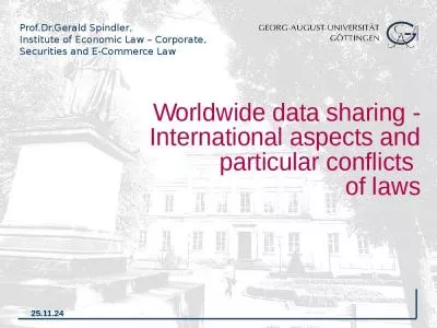 Worldwide data sharing - International aspects and particular conflicts  of laws