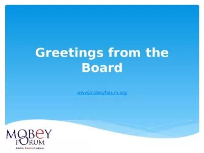 Greetings from the Board