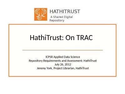 HathiTrust: On TRAC