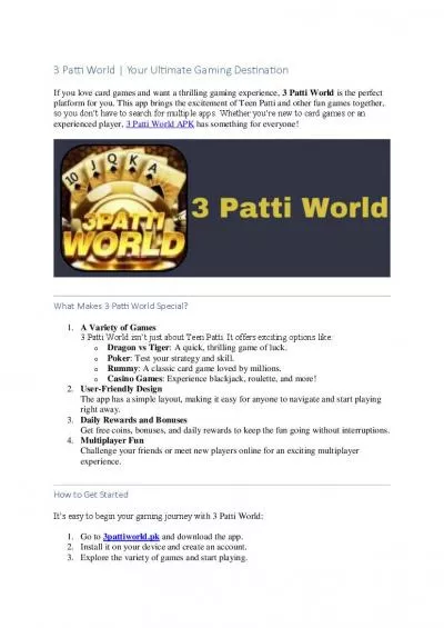 3 Patti World Your Ultimate Game