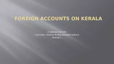 Foreign Accounts on Kerala