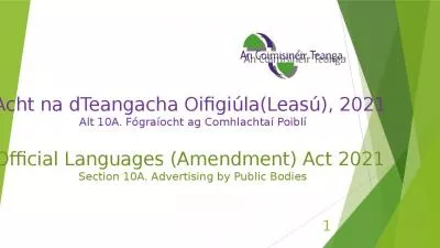 Acht na dTeangacha Oifigi la(Leas ), 2021  Alt 10A. F gra ocht ag Comhlachta  Poibl Official Languages (Amendment) Act 2021  Section 10A. Advertising by Public Bodies