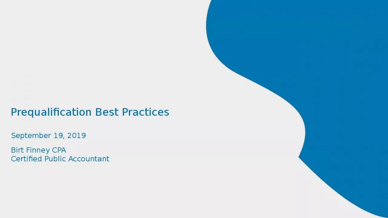 PPT-Prequalification Best Practices