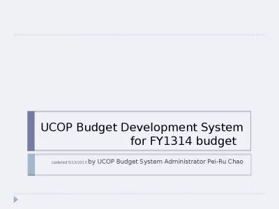 UCOP Budget Development System for FY1314 budget