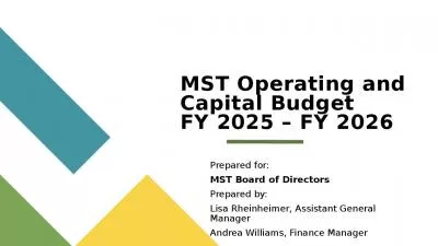 MST Operating and Capital Budget FY 2025   FY 2026