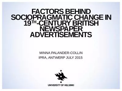 Factors behind Sociopragmatic Change in 19th-century British Newspaper Advertisements