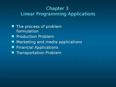 Chapter 3  Linear Programming Applications