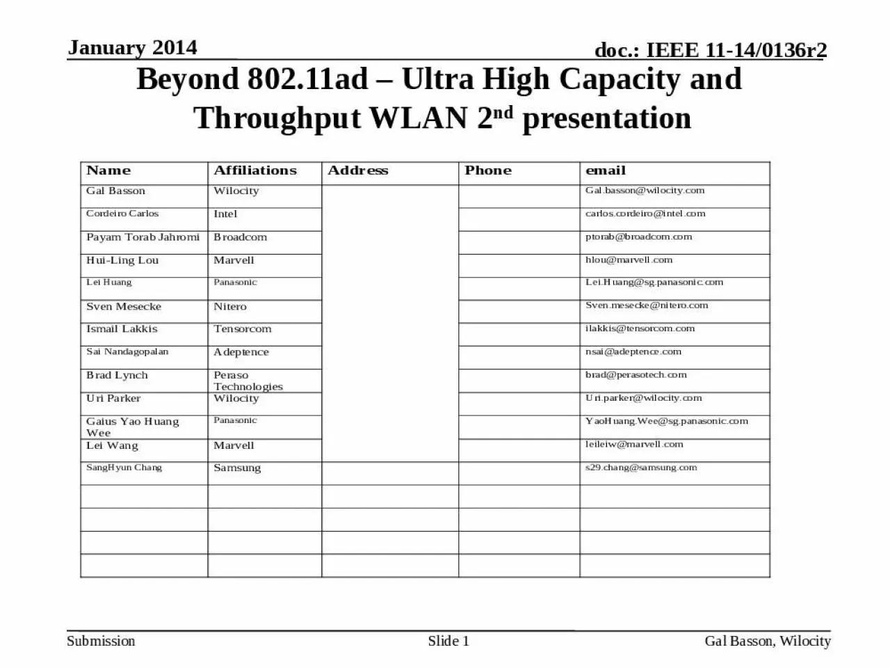 PPT-Beyond 802.11ad Ultra High Capacity and Throughput WLAN 2nd presentation