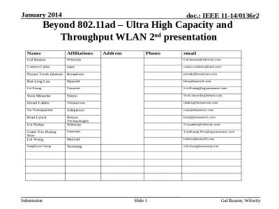 Beyond 802.11ad   Ultra High Capacity and  Throughput WLAN 2nd presentation