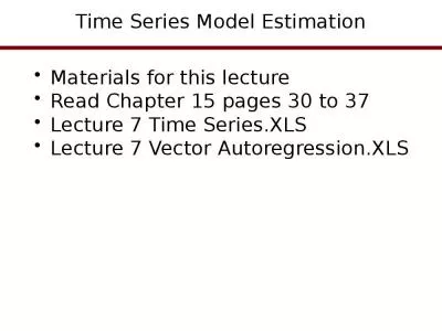 Time Series Model Estimation