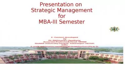 Presentation on  Strategic Management for MBA-III Semester