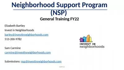 Neighborhood Support Program (NSP)  General Training FY22