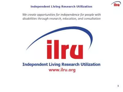 >>Slide 1  Independent Living Research Utilization