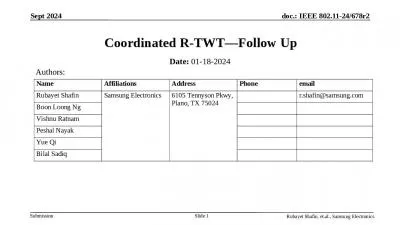 Coordinated R-TWT Follow Up