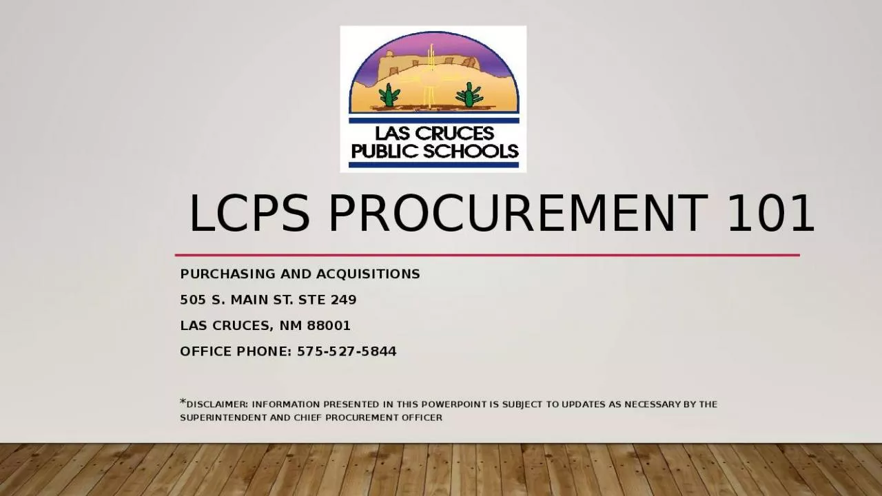 PPT-LCPS Procurement 101