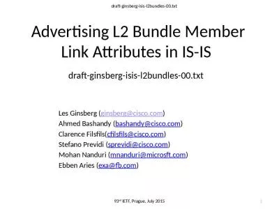 Advertising L2 Bundle Member Link Attributes in IS-IS