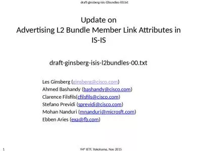 Update on  Advertising L2 Bundle Member Link Attributes in IS-IS