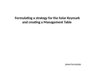 Formulating a strategy for the Solar Keymark and creating a Management Table