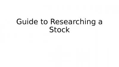 Guide to Researching a Stock