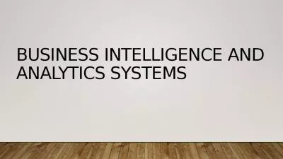 business intelligence and analytics systems