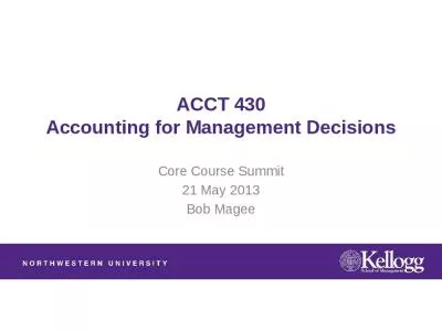 ACCT 430 Accounting for Management Decisions