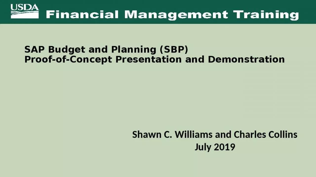 PPT-SAP Budget and Planning (SBP) Proof-of-Concept Presentation and Demonstration