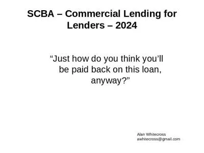 SCBA   Commercial Lending for Lenders   2024