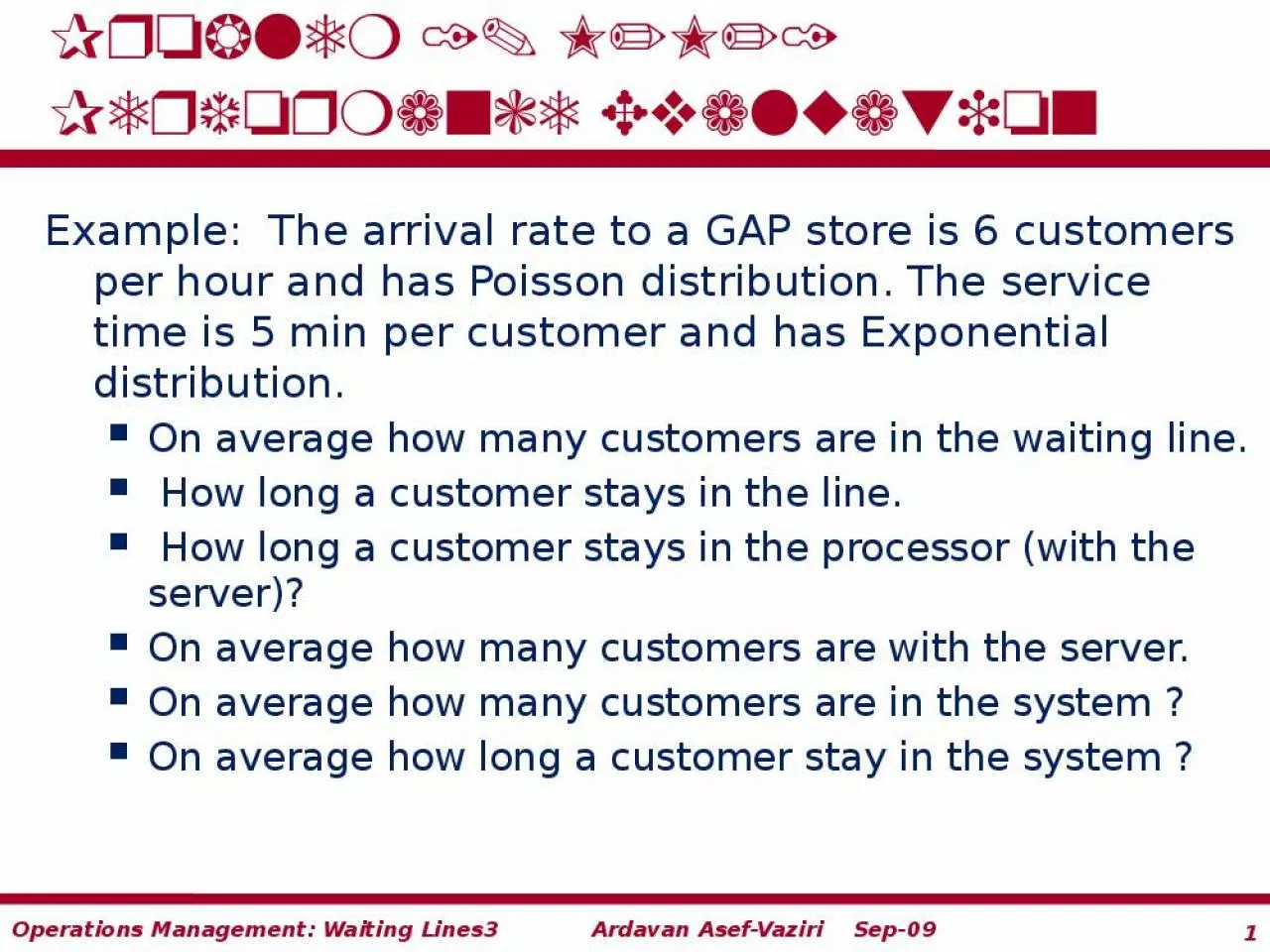 PPT-Problem 1. M/M/1 Performance Evaluation