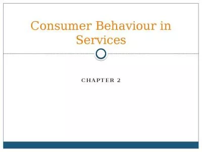 Consumer Behaviour in Services