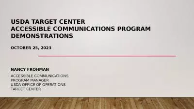 USDA TARGET Center  Accessible Communications Program demonstrations