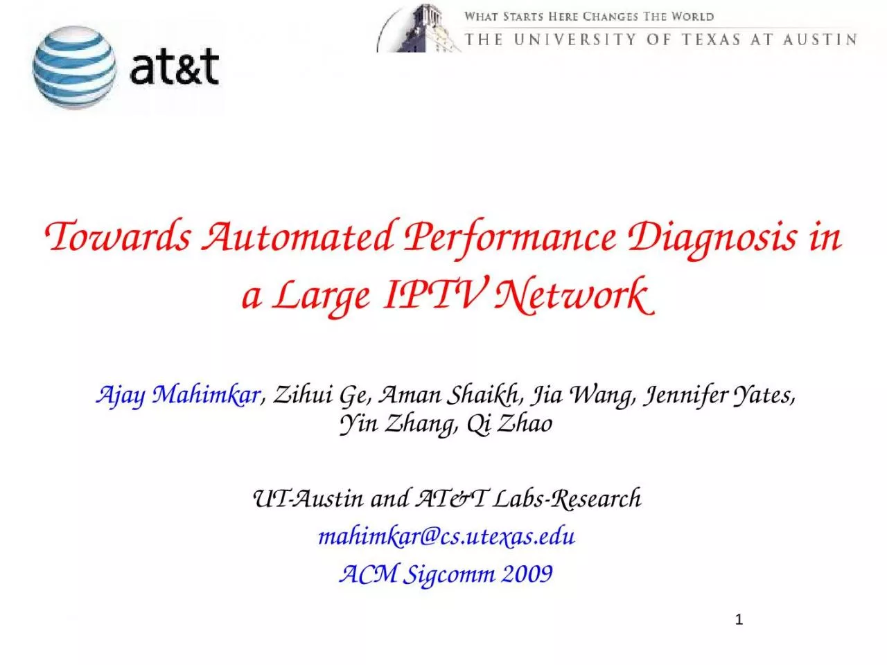 PPT-Towards Automated Performance Diagnosis in a Large IPTV Network